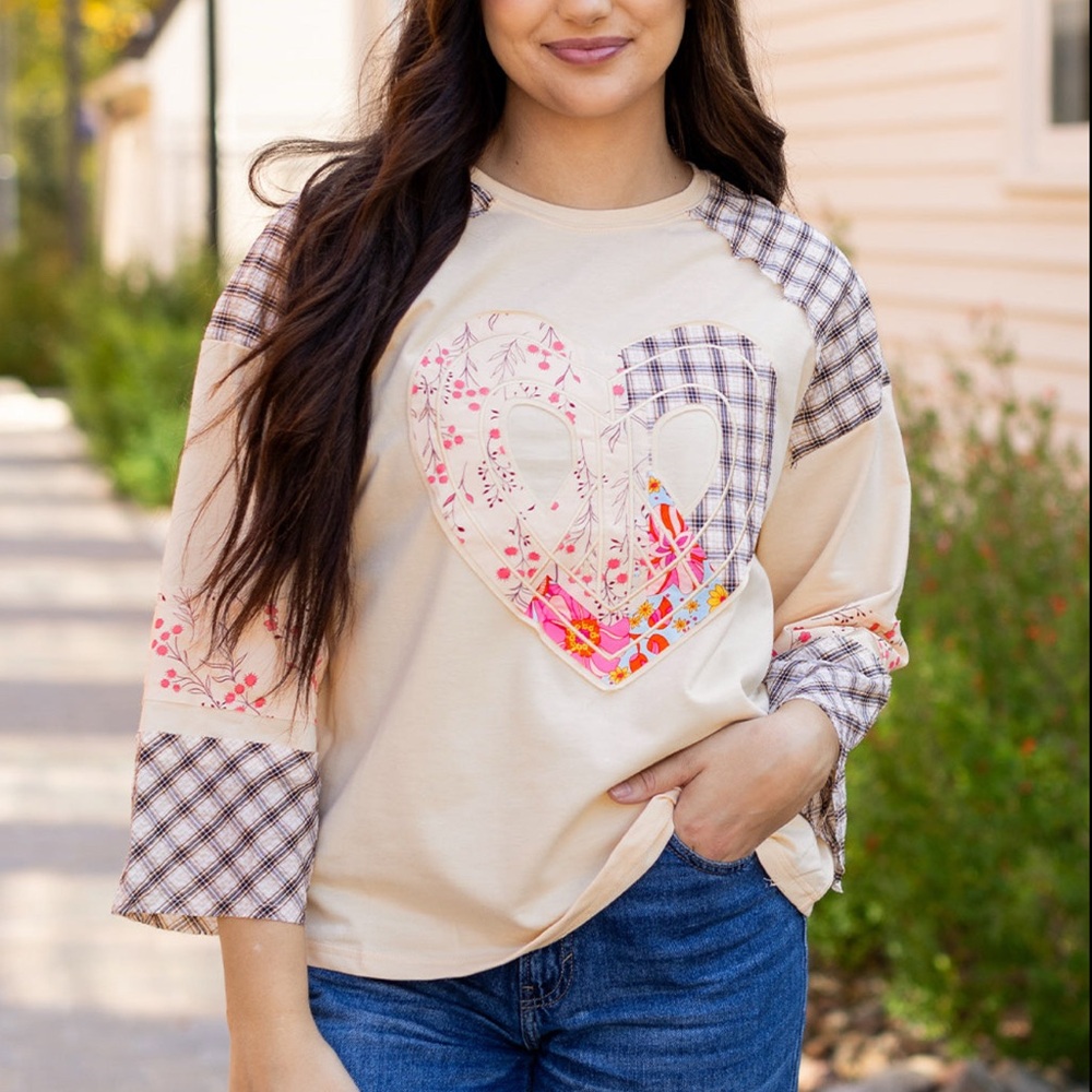 COPY - Floral Heart Patchwork Top